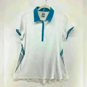 L CALLAWAY GOLF Women Lightweight Top Shirt White Blue A98 Large